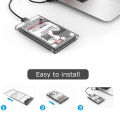 USB 3.0 Portable HDD SSD 2.5" Hardrive External Case Transparent - 2.5" Hard Drive Case 5Gbps High Speed Fast Data Transfer With Cable. 