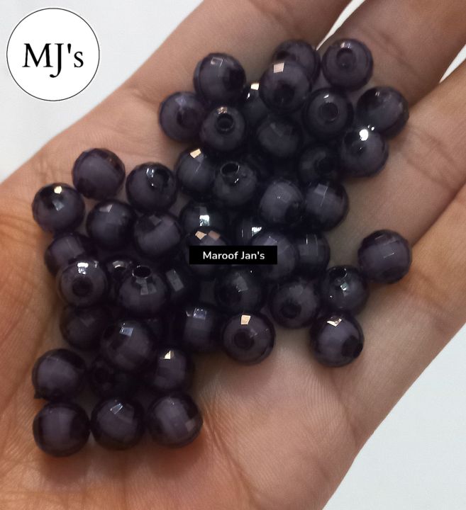 100Pcs 7mm Round Acrylic Faceted Beads For Jewelry Making DIY Bracelets Necklace Earrings Craftings Embroidery Sewing Tasbeeh Etc