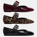 New Women Mouth Print Dress Ballerinas Flats Shoes Autumn Woman Leopard Retro Loafers Floral Leopard Mary Jane Shoes Female.
