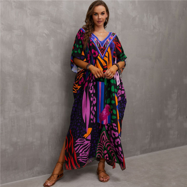 Vacation%20Outfit%20Plus%20Swimsuit%20Kaftan%20Dresses%20for%20Women%20Plus%20Size%20Bathing%20Suit%20Cover%20Up%20Caftan%20Maxi%20Beach%20Dresses%20-%20Image%202
