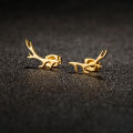 1 Pair Trendy Cute Deer Horn Stud Earrings Stainless Steel Antler Earing for Women Small Animal Earings Fashion Jewelry Xmas.