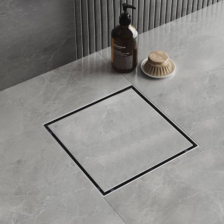 Tile Insert Drain , 6 by 6 Inch Tile Drain , Shower Drain , Bathroom Drain , Square Tile Insert Drain , Bathroom Tile Insert Drain , Shower Hidden Drain , Bathroom Jali , Tile Wali Jali , Stainless Steel Floor Waste Drain , Rustproof