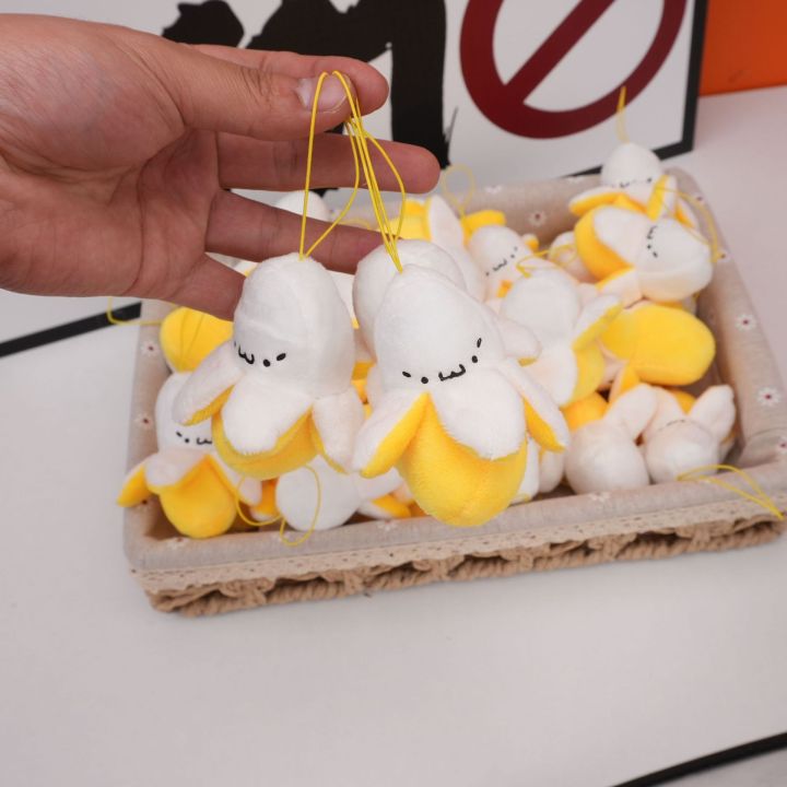 1-20 Pcs Unisex Bag Pendants Charms Plush Dolls Peeled Banana Cute Kawaii Sweet Trendy Bag Accessories Multifunctional Keychains