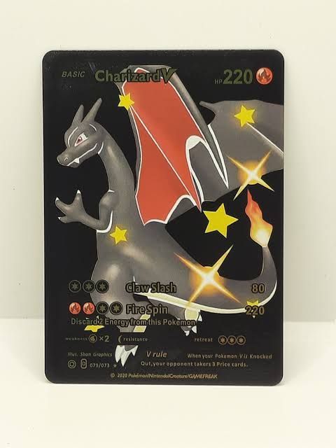 Charizard V Shiny Plastic Black UV Printed Pokemon Card