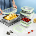304 Stainless Steel Fresh-keeping Box Sealed Leak Proof Lunch Box Fruit Box with Lid Dumpling Container Refrigerated Storage Box.