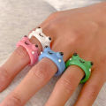 Fashion frog ring colorful resin ring personality animal cartoon cute finger ring. 