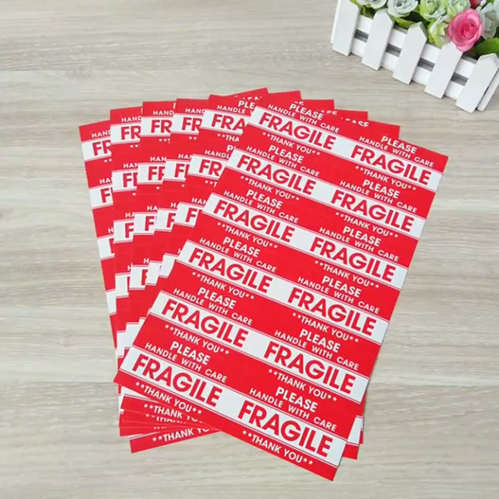 24 Pieces Fragile Stickers 9cm x 5cm, Please Handle with Care Thank You Adhesive Labels Red Warning Stickers for Shipping