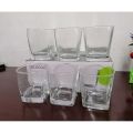 Square Shape Water Glass - Set of Six - Simple And Decent Design - Best For Office Use - Easy To Wash. 