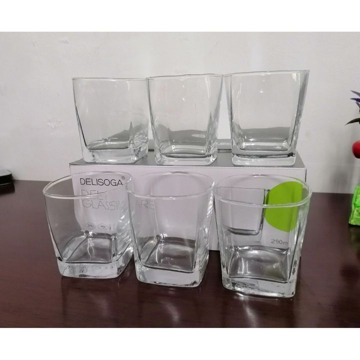 Square Shape Water Glass - Set of Six - Simple And Decent Design - Best For Office Use - Easy To Wash