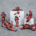 6pcs/set Deadpool Anime Action Figure Sitting Posture Model X-Men Mini Doll Car Decoration Marvel Collection Figurine Kids Toy. 