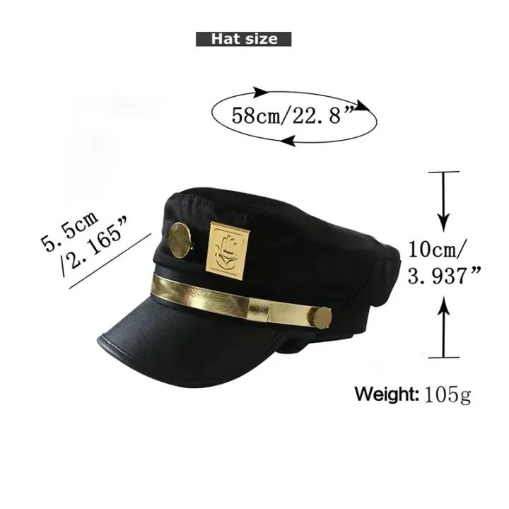 Anime%20JoJo's%20Bizarre%20Adventure%20Kujo%20Jotaro%20Cosplay%20Cap%20Unisex%20Adult%20Metal%20Badge%20Hat%20Prop%20-%20Image%202