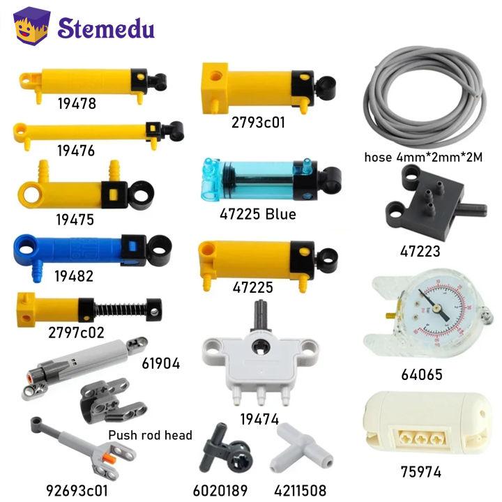 MOC Technical Hose Air Pump Tank Push Rod Putter Switch Piston Pneumatic Parts Compatible With legoeds 9641 42043 47225 61904
