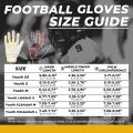 HANDLANDY Youth American Football Gloves, Sticky Wide Receiver Gloves for Kids, White and Gold Stretch Fit Rugby Gloves. 