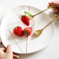 6Pcs Creative Stainless Steel Gold Flatware Fruit Fork Dinnerware Appetizer Snack Dessert Fork Kitchen Tableware Leaf Shape. 