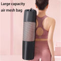 1 Breathable Yoga Mat Storage Mesh Bag - Durable Oxford Fabric, Black with Shoulder Strap, Perfect for Everyday Use and Fitness.