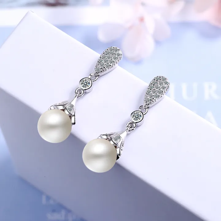 925%20Sterling%20Silver%20Pearl%20Jewelry%20Natural%20Freshwater%20Pearl%20Drop%20Earrings%20For%20Women%20Silver%20Wedding%20Dangle%20Earring%20-%20Image%204