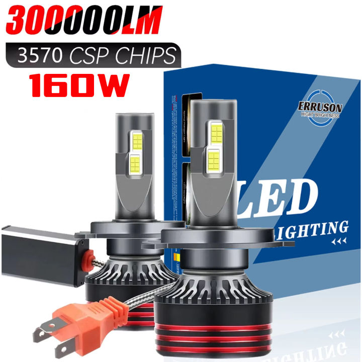 Erruson 160W 300000LM H4 LED H7 H11 Car Headlight Bulb High Power CSP H1 H3 9005 9006 9012 HIR2 Turbo Lamp 6000K Car Light 12V