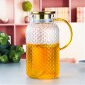 Deli Glassware High Quality Light Weight 2L Glass Water Jug With Stylish Steal Lid. Brosilicate Fancy Glass Water Jug For Juices.. 