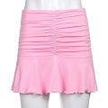 2026 European American  Summer Casual Hot Girl Trend Slim Fit Pleated Solid Color Y2K Mini Skirt Fashion Women's Wear. 