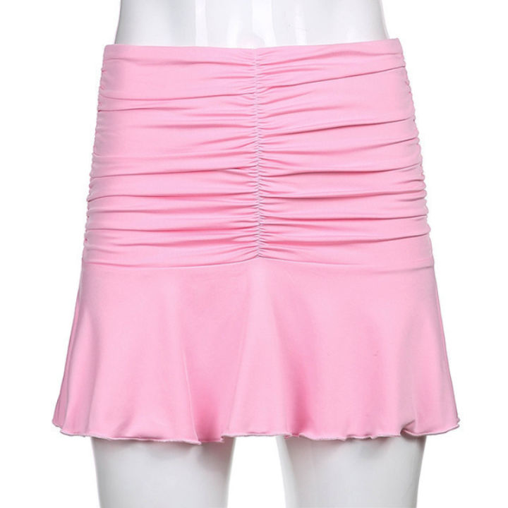 2026%20European%20American%20%20Summer%20Casual%20Hot%20Girl%20Trend%20Slim%20Fit%20Pleated%20Solid%20Color%20Y2K%20Mini%20Skirt%20Fashion%20Women's%20Wear%20-%20Image%206