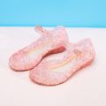 New Summer Sandals Girls Princess Shoes Children PVC Jelly Shoes Cinderella Crystal Shoes Kids Slope Heel Sandals Size:25-37#. 