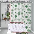 Simple wind green leaves bathroom shower curtain shielding partition Shower curtain quick dry can be scrubable light opaque bath.