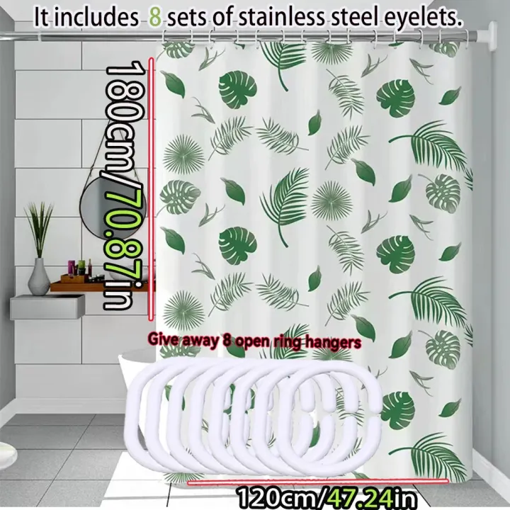 Simple%20wind%20green%20leaves%20bathroom%20shower%20curtain%20shielding%20partition%20Shower%20curtain%20quick%20dry%20can%20be%20scrubable%20light%20opaque%20bath%20-%20Image%202