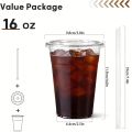 15/30 Pack 16oz/500ml Clear Plastic Cups with Lids and Straws, Disposable Iced Coffee Cups with Lids for To-Go Cold Drinks. 