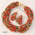 1 necklace +1 pair of earrings Bohemian  color mixed color retro ethnic style necklace and earrings jewelry set s. 