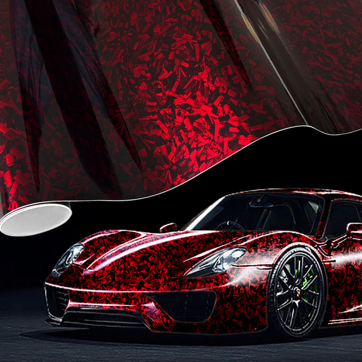 Red Forged Carbon Fiber Vinyl Wrap Film High Car Wrap Vinyl Roll with Air Release Carbon Fiber Self Adhesive Car Accessories
