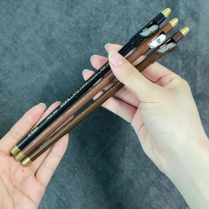 3pcs%20Eyebrow%20Pencil%20Eyeliner%20lip%20pencil%20Natural%20makeup%20Long-lasting%20Black%20dark%20coffee%20light%20coffee%20with%20pencil%20ener%20-%20Image%206