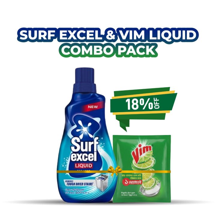 Surf Excel & Vim Liquid Combo Pack (500ml+75ml)