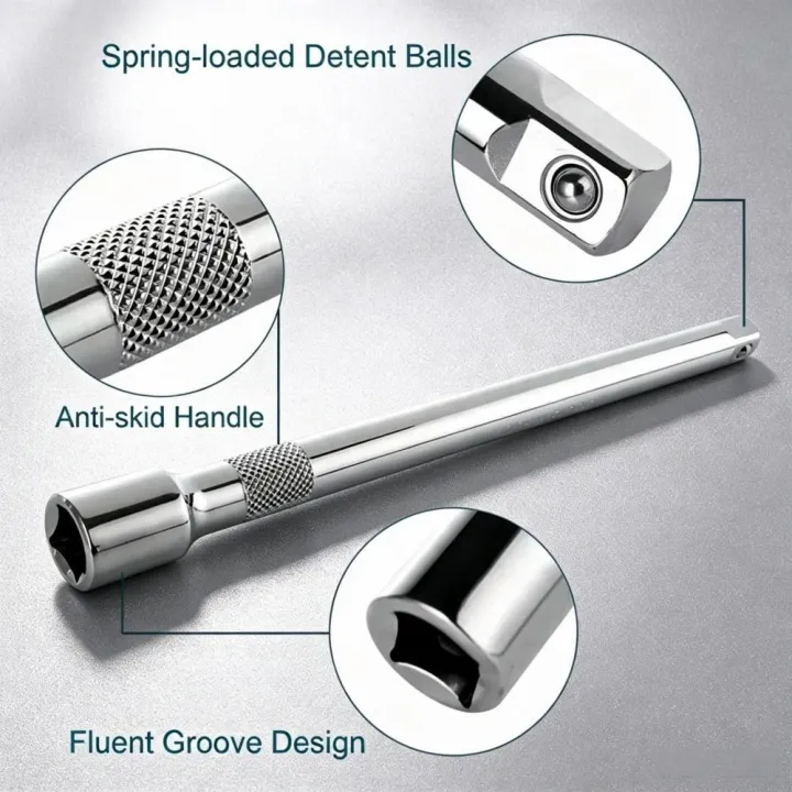 1/4"%203/8"%201/2"%20Drive%20Extension%20Set%20Socket%20Ratchet%20Wrench%20Extension%20Bar,50/100/150/250mm%20Ratchet%20Wrench%20Socket%20Extender%20Hand%20Tool%20-%20Image%203