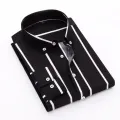 2024 New Men's Business Casual Shirt Long Sleeved Cotton Comfortable Breathable Plaid Striped Shirts for Man Color Stitching. 