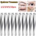 Stainless Steel Tweezers, Slant Tip & Round Head Precision Tweezers for Eyebrows, Facial Hair Removal Eyebrow Tweezers. 