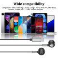 USB-C Wired Headphone HiFi Earphone with Mic Bass Stereo Type-C Headset Smartphone Music Earbuds for Samsung Xiaomi HUAWEI Redmi. 