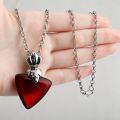 Anime Surrounding New Blood Red Necklace Women Carrying Red Heart Shaped Pendant Long Necklace. 