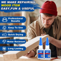 Wood Super Glue, Clear Instant Cyanoacrylate Adhesive for Wood Crafts Repair Woodworking, All Purpose CA Glue for Ceramic Glass. 