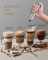 Rechargeable Stainless Steel Milk Frother 2 Speeds for Latte Cappuccino Espresso Home And Barista Use.
