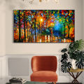 Modern Colorful Abstract Canvas Prints Art Rainy Garden Landscape Posters Picture Wall Art Painting for Living Room Bedroom. 