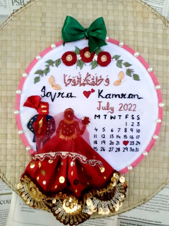 8%20inches%20Handmade%20Embroidery%20,Customize%20Your%20Own%20Embroidered%20Frame%20for%20Birthday%20or%20wedding%20(Name%20&%20Date)%20(Unique%20Gift%20Item),,Needle%20works%20craft,%20Wall%20Decorative%20item%20-%20Image%203