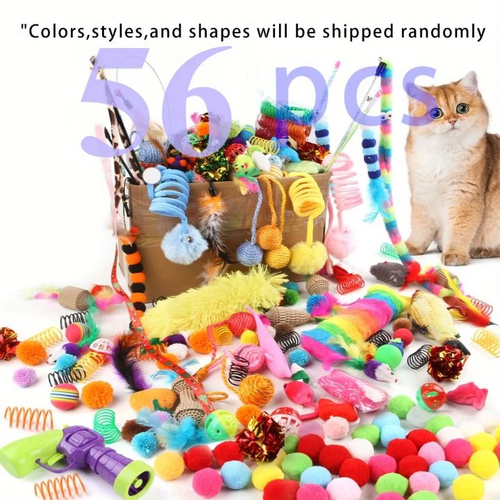 56pcs/28pcs/14pcs%20Cat%20Toys%20Mixed%20Pack.%20A%20Combination%20of%20Various%20Plastic%20Toys%20and%20Plush%20Toys%20Suitable%20for%20Multiple%20Cats%20To%20Play%20-%20Image%202