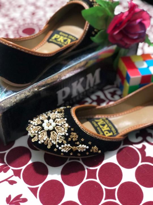 Black Velvet Khussa for Women and Girls – Handmade, Comfortable, Ethnic, Stylish Design