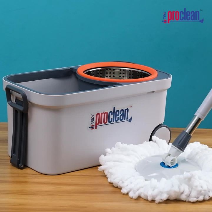 Proclean Regular Microfiber Rotary/Spin Mop Floor Cleaning Mop_RM-1985 . Hardwood, Tile, Marble, and Laminate Floor Cleaner for Wet and Dry Usage ,work as 360° Spinning Action