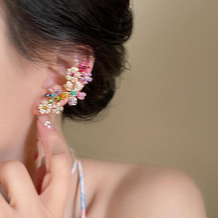 Romantic Colorful Zircon Flower Earrings For Women Girls Fashion Sweet Waterdrop Flower Earrings Exquisite Party Jewelry Gifts
