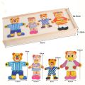 Cartoon Change Clothes Kids Early Educational Wooden Toy Jigsaw Puzzle Bear Dressing Game Montessori Baby Toys For Children Gift. 