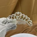 High-End Bride Wedding Headdress Crystal Beauty Pageant Crown Comb with Rhinestone Heart Alloy Catwalk Hair Accessory Set. 