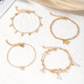 【In-Stock】 IPARAM Exquisite Metal Butterfly Star Heart Pendant Anklets Set Bohemia Vintage Pearl Pendant Foot Bracelet Beach Woman Jewelry.