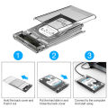 3.0/2.0 HDD Enclosure 2.5inch SATA SSD Hard Drive Case with 5Gbps Transfer Speed and Transparent Design Mobile External Housing.