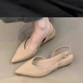 2026 New Concise Pointed Toe Square Low Heels Women Sandals Elegant Slingbacks Banquet Party Mule Shoes.